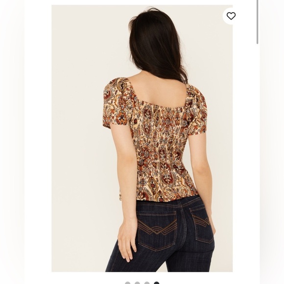 Idyllwind Women's Slaydon Tapestry Print Short Sleeve Shirt Medium Bohemian - Picture 3 of 9